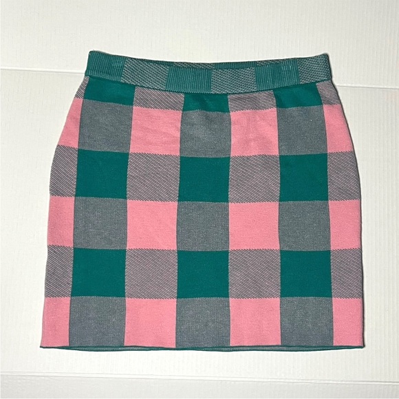 English Factory Plaid Knit Skirt - Picture 2 of 7
